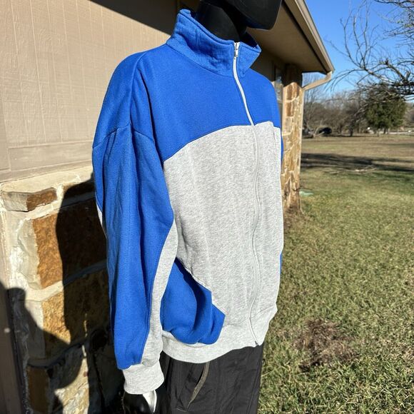 Vintage 80s Nike Mens 2XL Spell Out‎ Tri Blend Color Block Warm Up Track Jacket - Picture 4 of 6